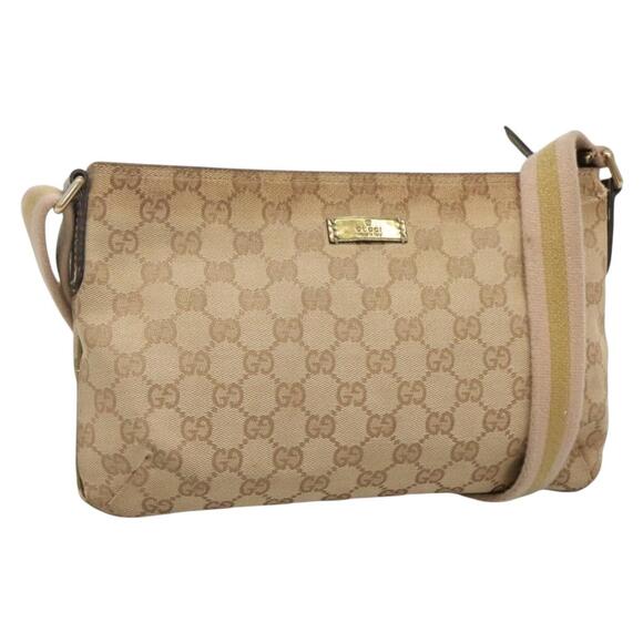 GUCCI GG Canvas Sherry Line Shoulder Bag Beige Gold - Picture 1 of 16